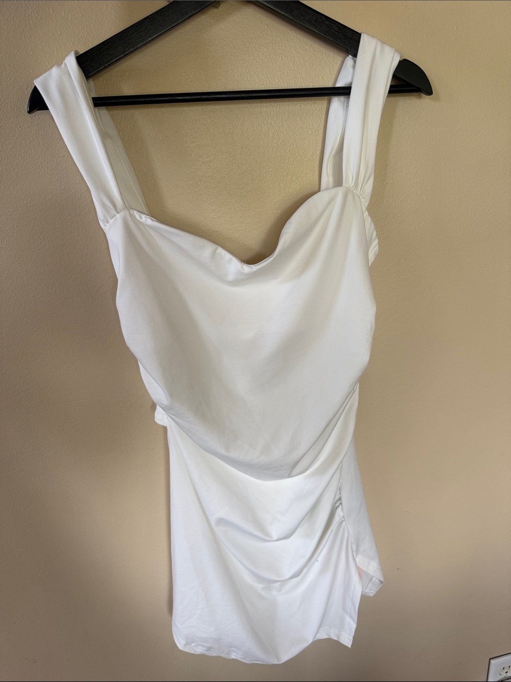 White Ruched Sleeveless Dress